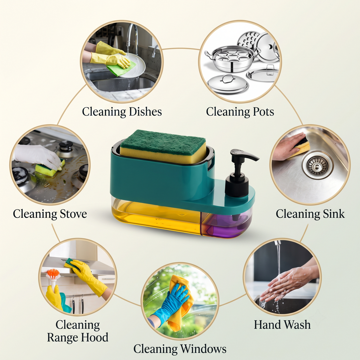 3-in-1 Soap Dispenser & Sponge Holder Organizer