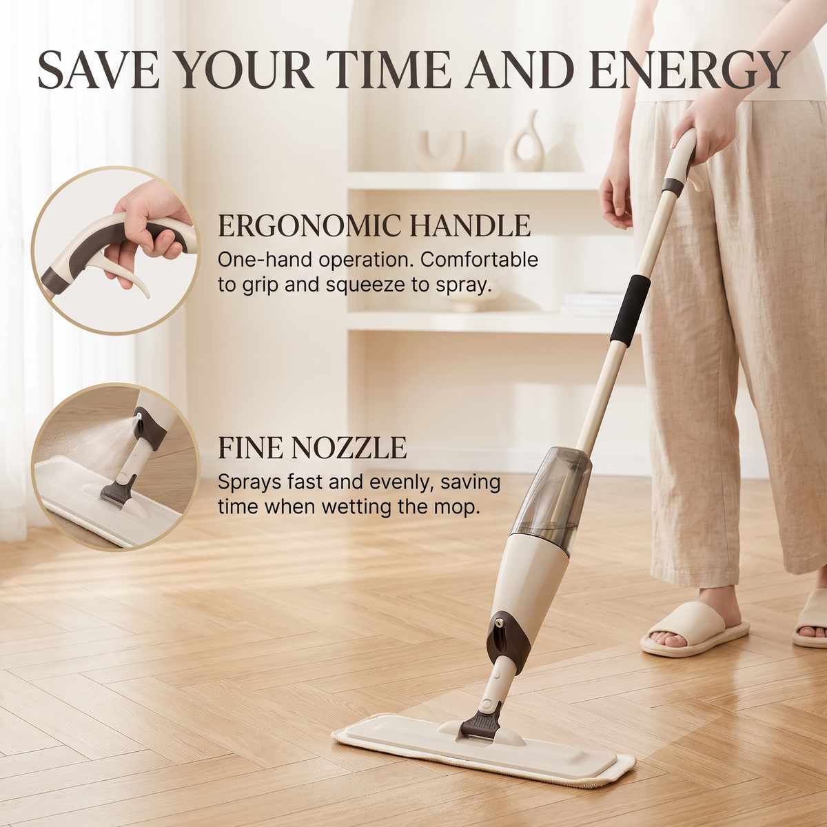 2-in-1 Floor Cleaning Spray Mop with Washable Pad