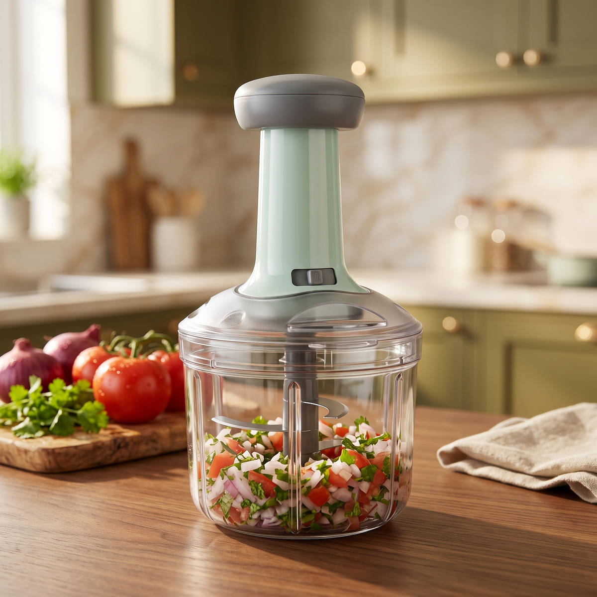 Premium 800ML Manual Vegetable Chopper with Pull Cord