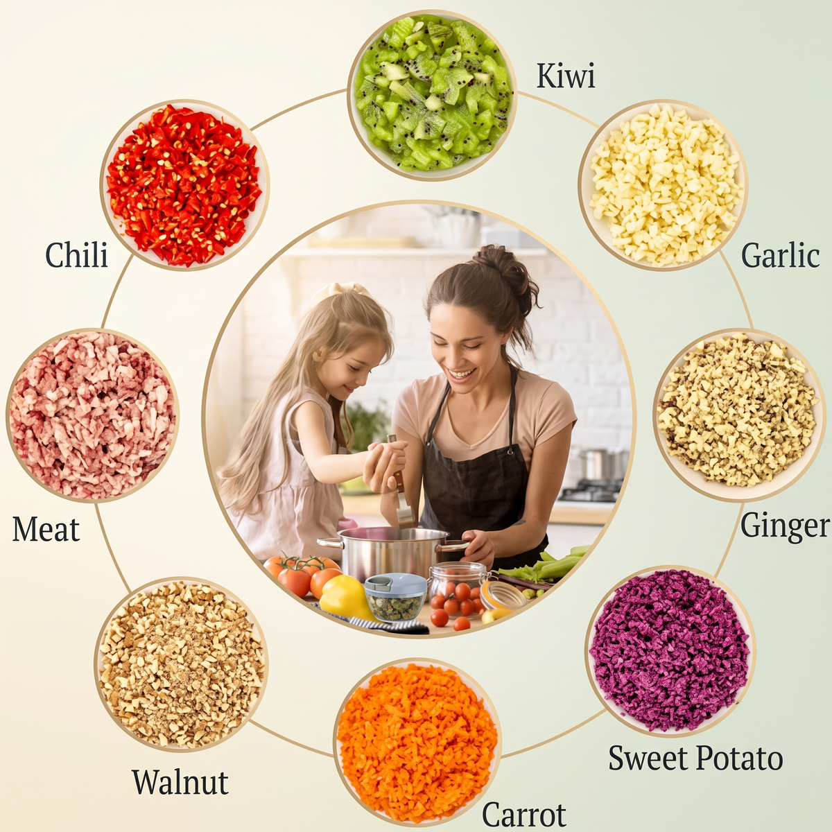 Premium 800ML Manual Vegetable Chopper with Pull Cord
