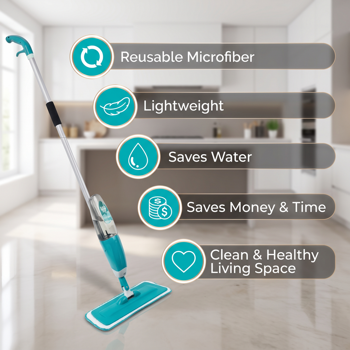 2-in-1 Floor Cleaning Spray Mop with Washable Pad