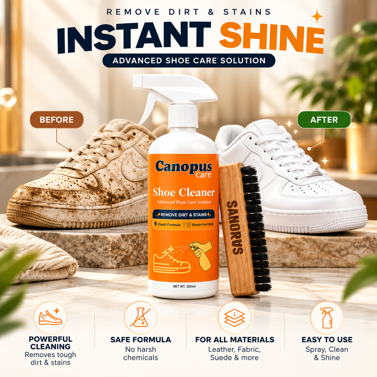 Shoe Cleaner Spray with Brush – 250ml